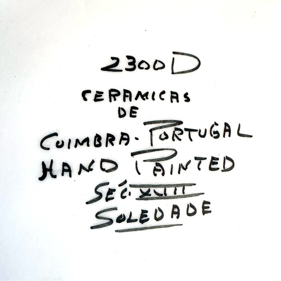 Portugal Hand-Painted Serving Bowl – Deer & Floral Botanical, Signed Soledade - Picture 6 of 7